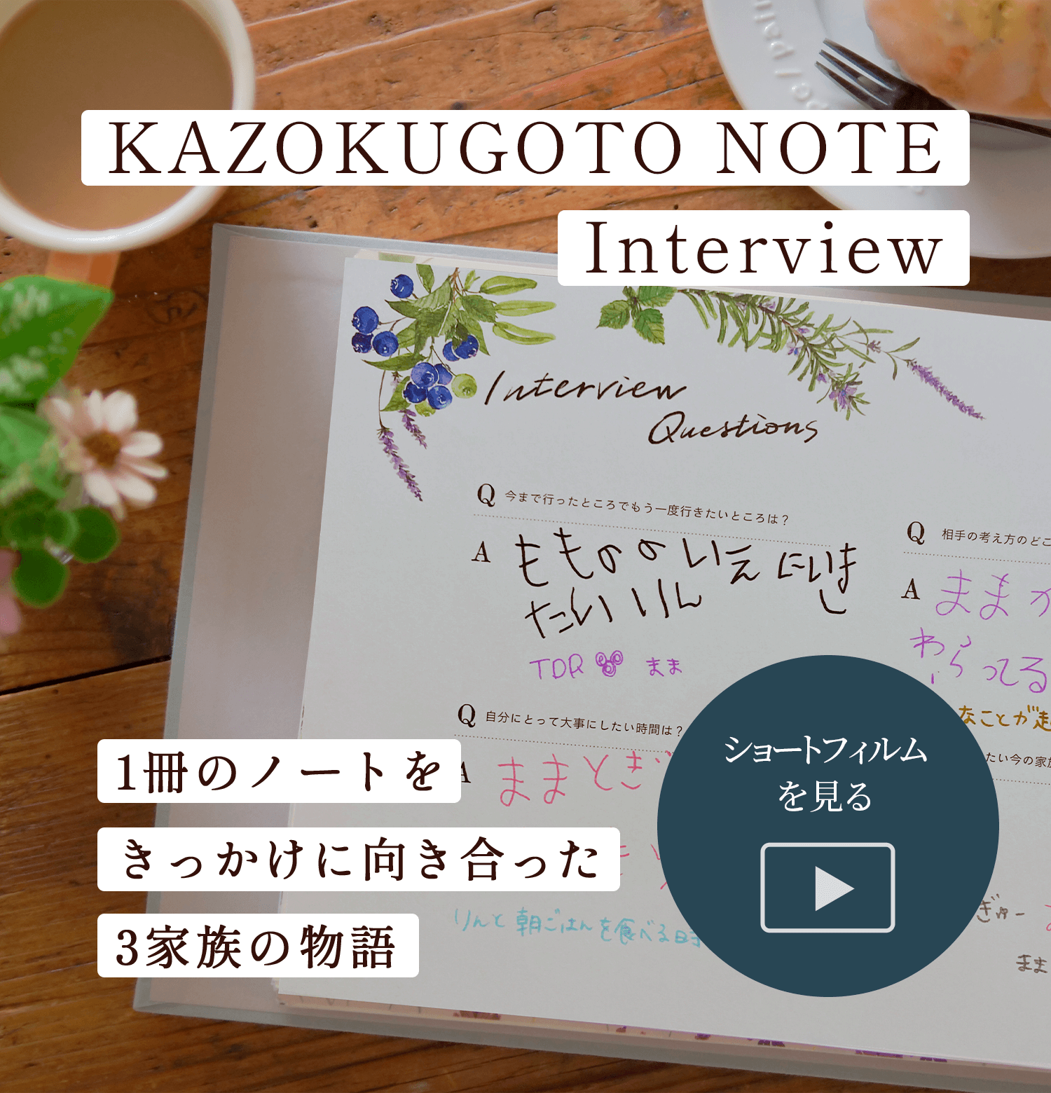 KAZOKUGOTO NOTE Interview 1冊のノートをきっかけに向き合った、3家族の物語。