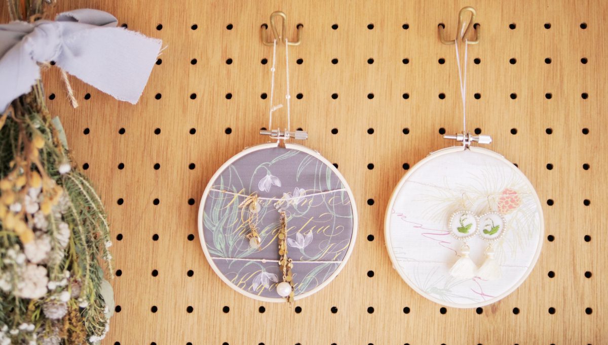 インテリアにも アクセサリー収納にも 刺繍枠で作る布ポスター Nextweekend